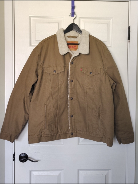 Levi's Other - Levi's Brown Sherpa-Lined Canvas Trucker Jacket XXL